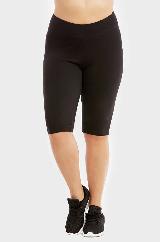 SOFRA COTTON LEGGING SHORTS 21" OUTSEAM PLUS SIZE (WP4021X_BLACK)