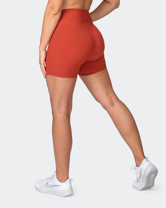 Zero Rise Rib Midway Shorts - Burnt Orange