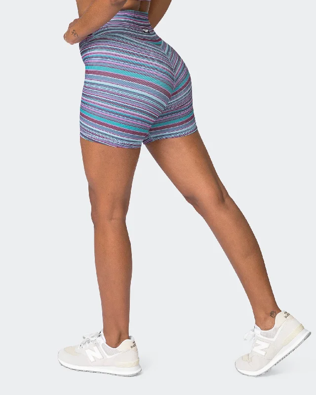 Zero Rise Rib Midway Shorts - Dusk Desert Stripe Print